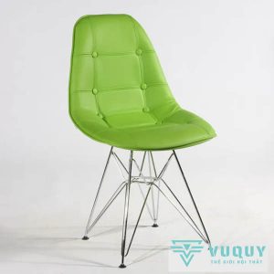 Ghế Cafe Chân Sắt Eames Bọc Da Cúc GCF-24