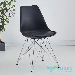 Ghế Eames Mặt Đệm Chân Sắt Cafe GCF-11