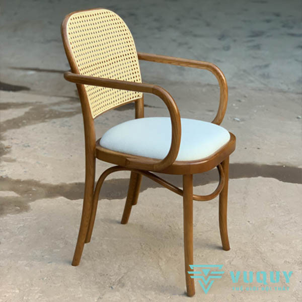 Ghế Cafe Thonet Gỗ Có Tay Tựa Mây GCF-165